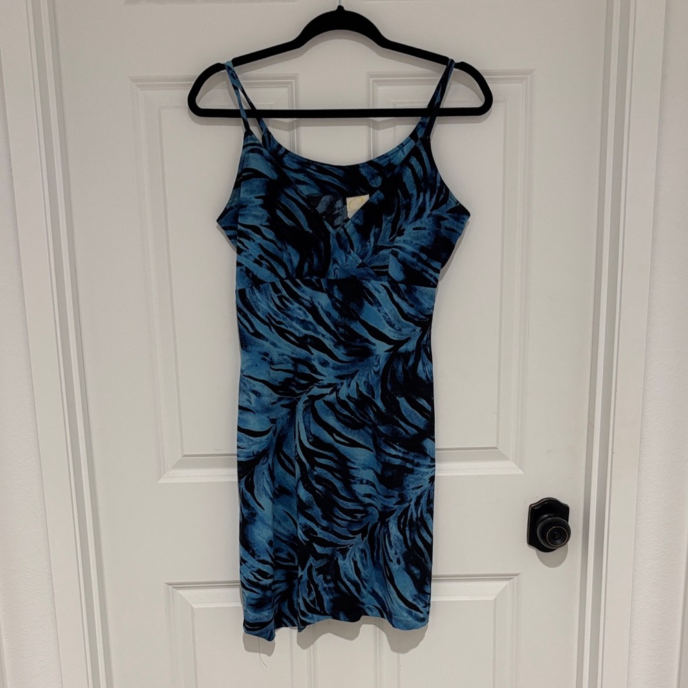 EGO Vibrant Blue and Black Patterned Mini Dress